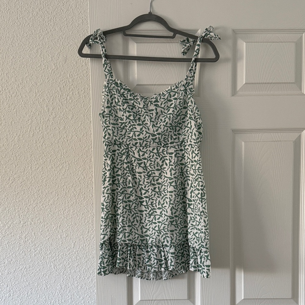 Green Leaf Print Women's mini dress